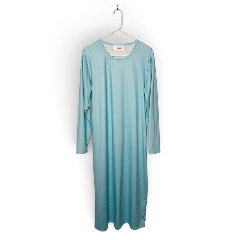 Sweet Modesty Long Nightgown Light Blue Cotton Spandex Size L